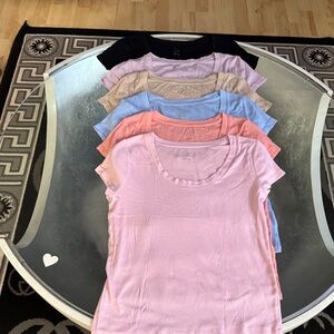 a new day Women's Short Sleeve Tops - Black, Pink, Blue, Peach, Cream